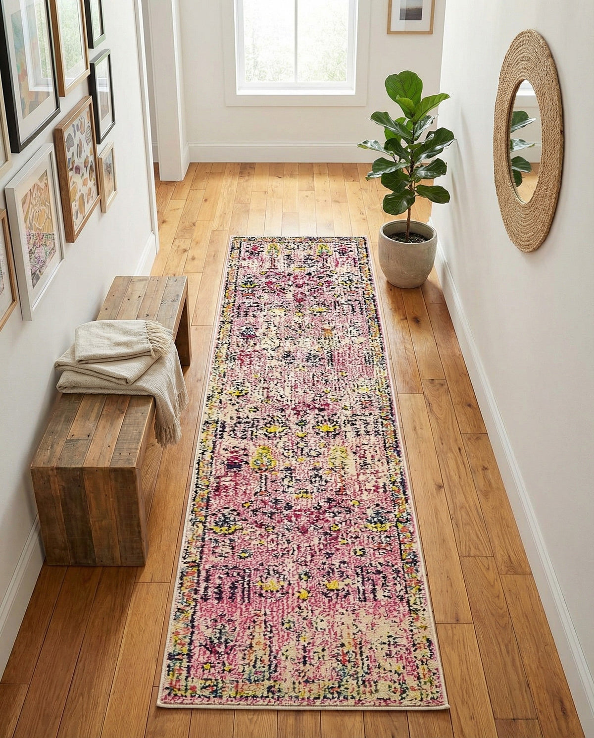 Sierra Collection Area Rug -  Shasta Runner Pink  lifestyle 119