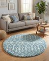 Berber Lattice Shag Collection Area Rug - Atlas (Light Blue) Round Light Blue  lifestyle 41