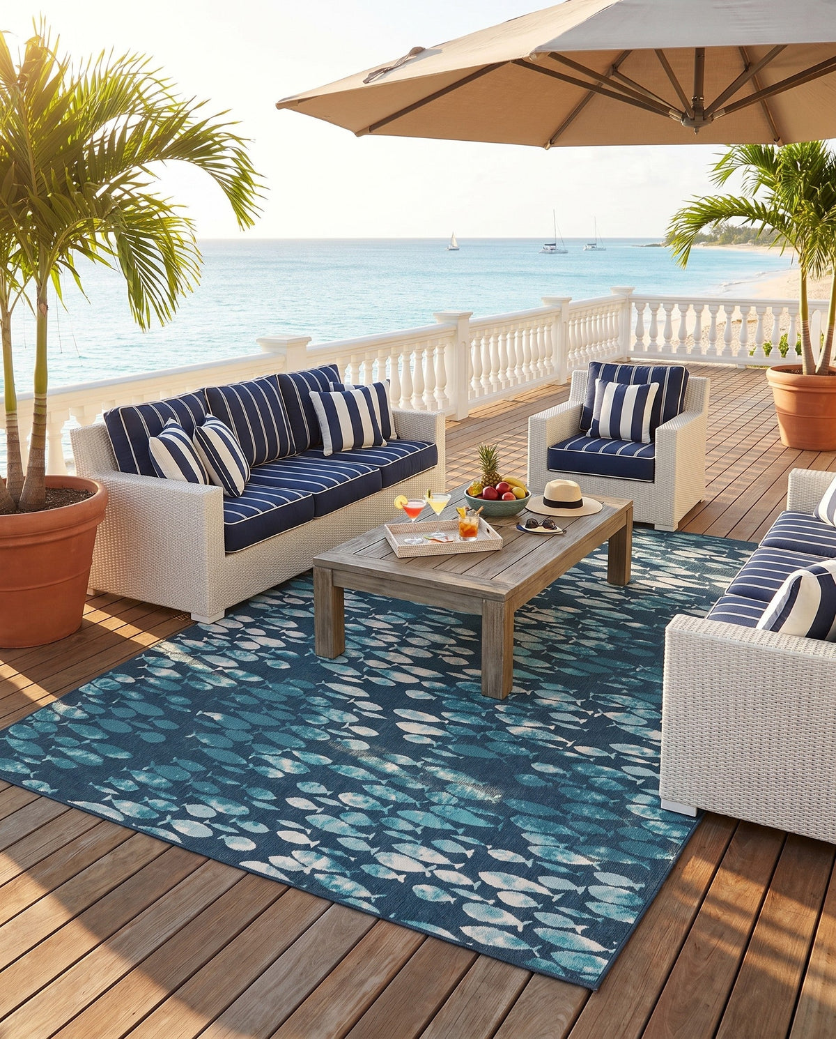 Seaside Haven Rugs Collection Area Rug -  Wavecrest Rectangle Blue  lifestyle 18