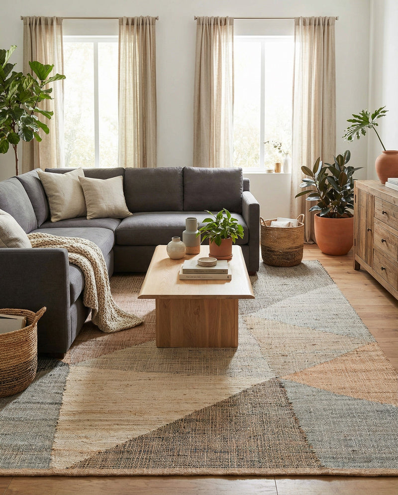 Desert Weave Jute Collection Area Rug -  Mojave Rectangle Multi  lifestyle 14
