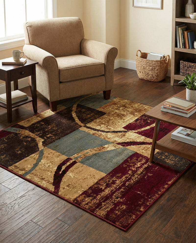 Bistro Lounge Collection Area Rug -  Ristretto Square Multi  lifestyle 55