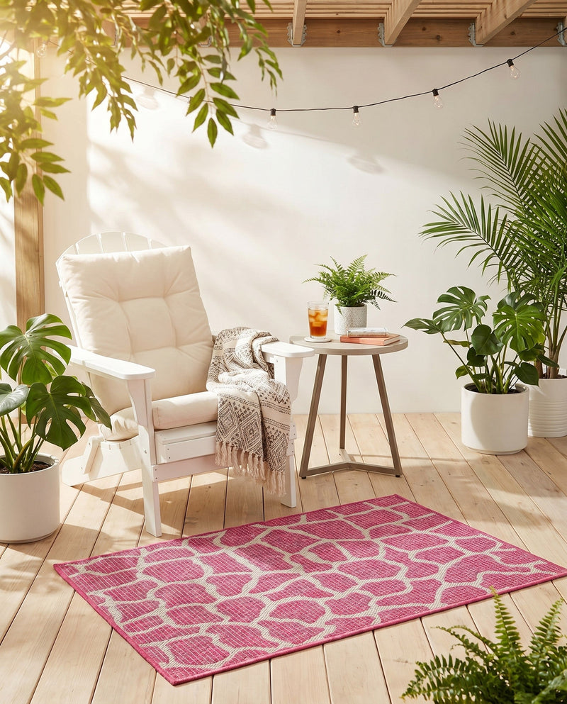 Savannah Escape Collection Area Rug -  Rainforest Rectangle Magenta  lifestyle 66