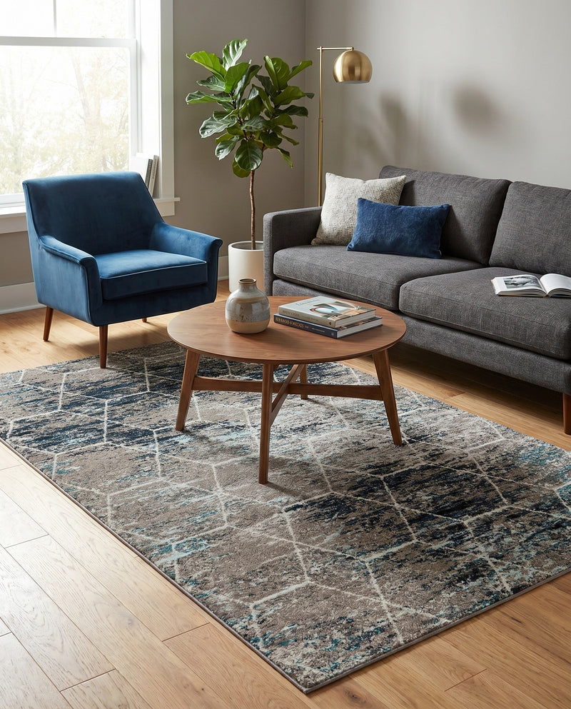 Trellis Mosaic Collection Area Rug - Arborville (Blue Multi) Rectangle Blue Multi  lifestyle 13