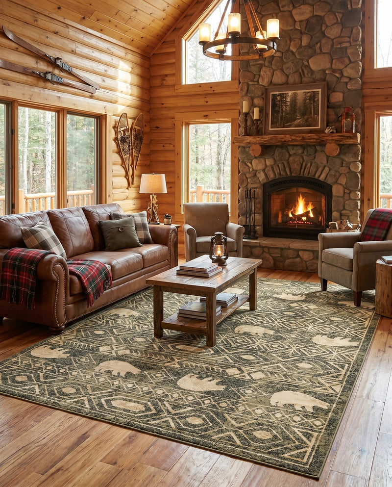 Frontier Trails Collection Area Rug -  Sedona Rectangle Green  lifestyle 46