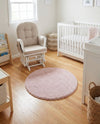 Cozy Comfort Shag Collection Area Rug - Haven (Pink) Round Pink  lifestyle 42