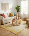 Mediterranean Lattice Collection Area Rug -  Casablanca (Ivory and Yellow) Square Ivory and Yellow  lifestyle 94