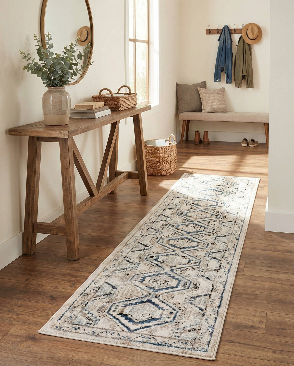 Savannah Elegance Collection Area Rug -  Tybee (Gray Blue) Runner Gray Blue  lifestyle 85