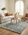 Berber Lattice Shag Collection Area Rug - Atlas (Gray) Square Gray  lifestyle 45