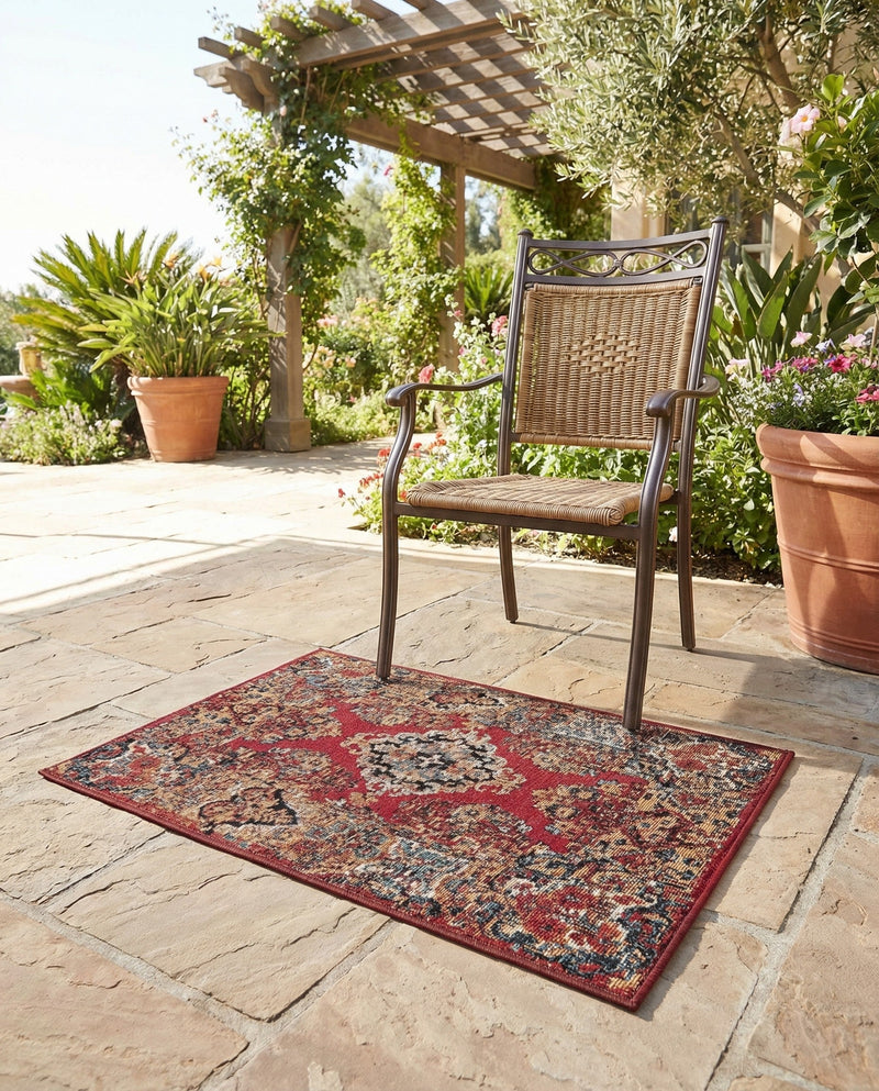 Patio Heritage Collection Area Rug -  Terrace Rectangle Antique Red  lifestyle 8