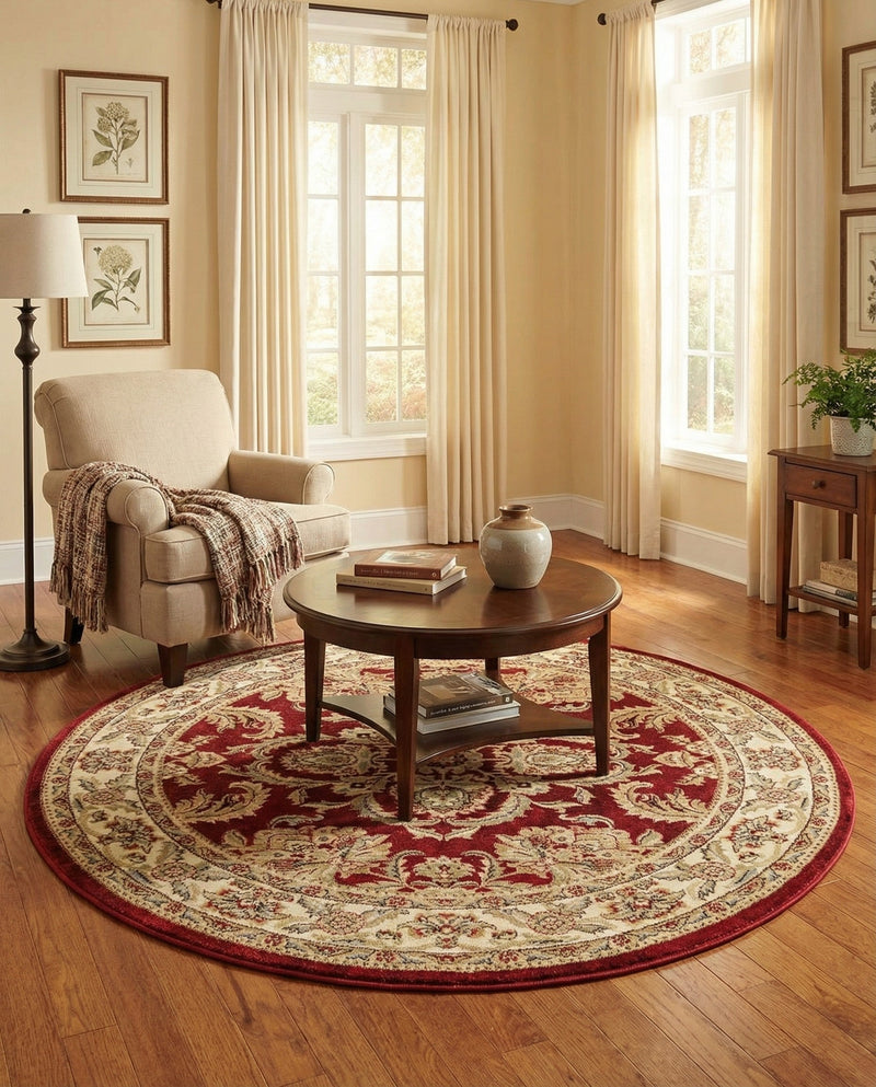 Jaipur Elegance Collection Area Rug -  Jantar Round Red  lifestyle 73