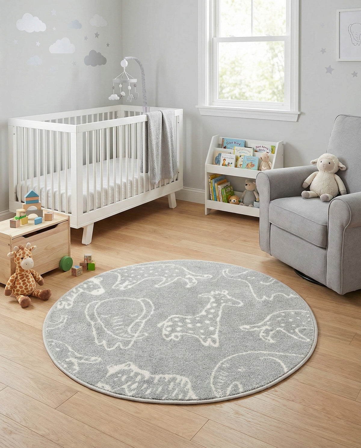 Wonder Tykes Collection Area Rug -  Spectrum Round Gray  lifestyle 142