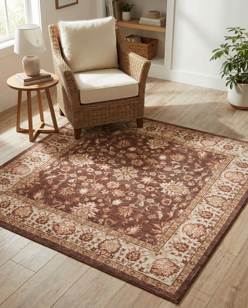 Casablanca Tapestry Collection Area Rug -  Marrakech (Coffee Brown) Square Coffee Brown  lifestyle 22