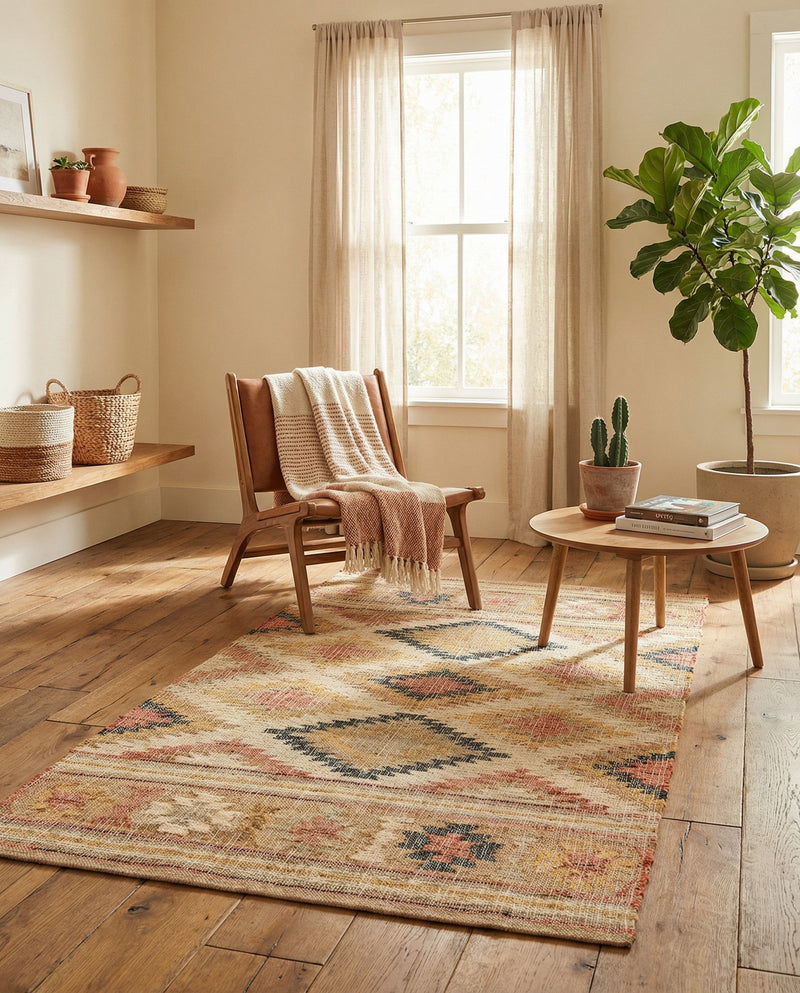 Desert Weave Jute Collection Area Rug - Sahara Rectangle Multi  lifestyle 19