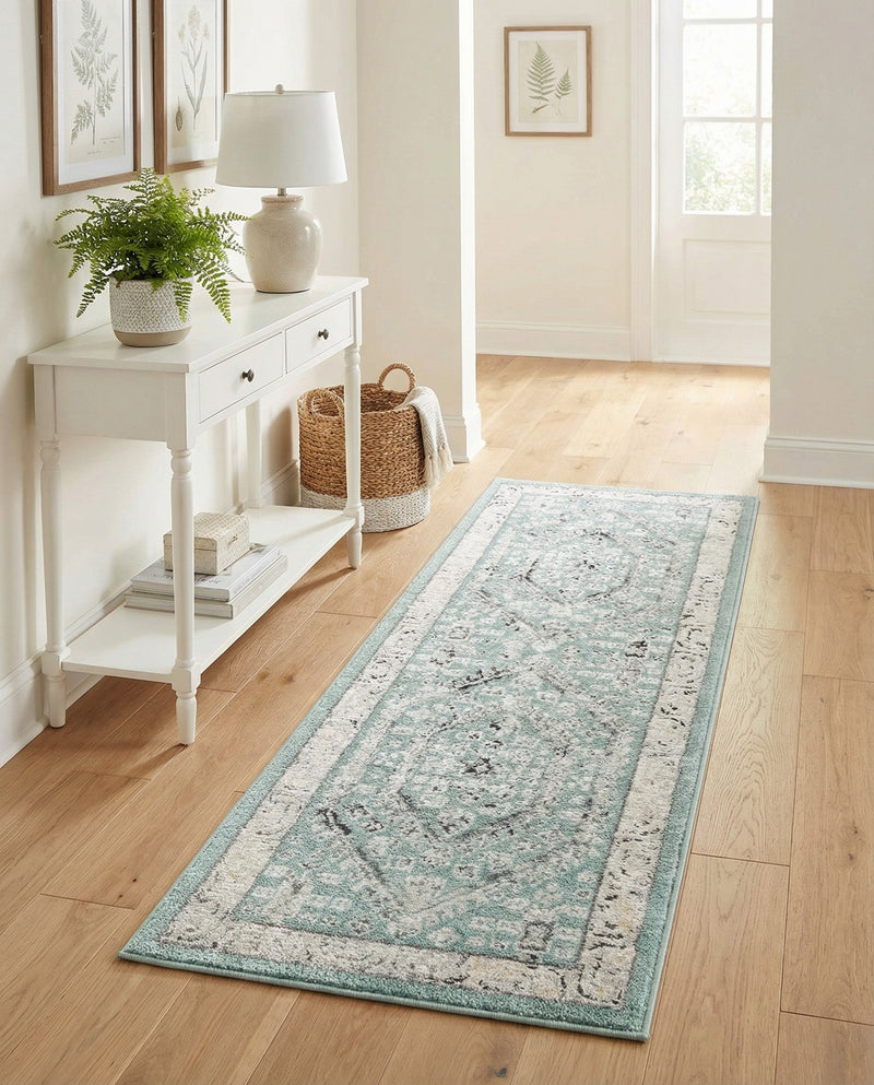 Adriana Terrace Collection Area Rug - Capri (Aqua) Runner Aqua  lifestyle 27
