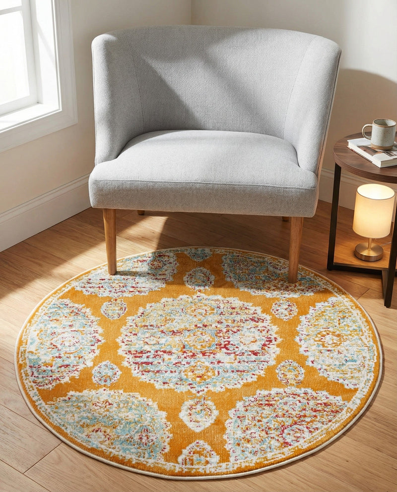 Arcadia Rugs Collection Area Rug -  Atlantis (Orange) Round Orange  lifestyle 29
