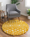 Berber Lattice Shag Collection Area Rug - Atlas (Yellow) Round Yellow  lifestyle 43