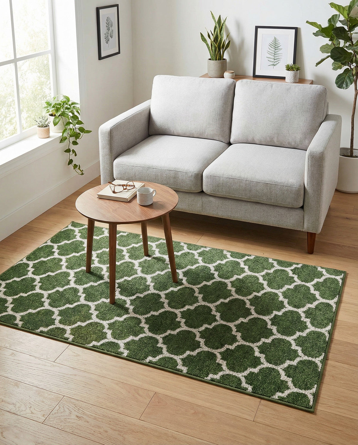 Lattice Gardens Collection Area Rug -  Bloomfield (Dark Green) Rectangle Dark Green  lifestyle 9