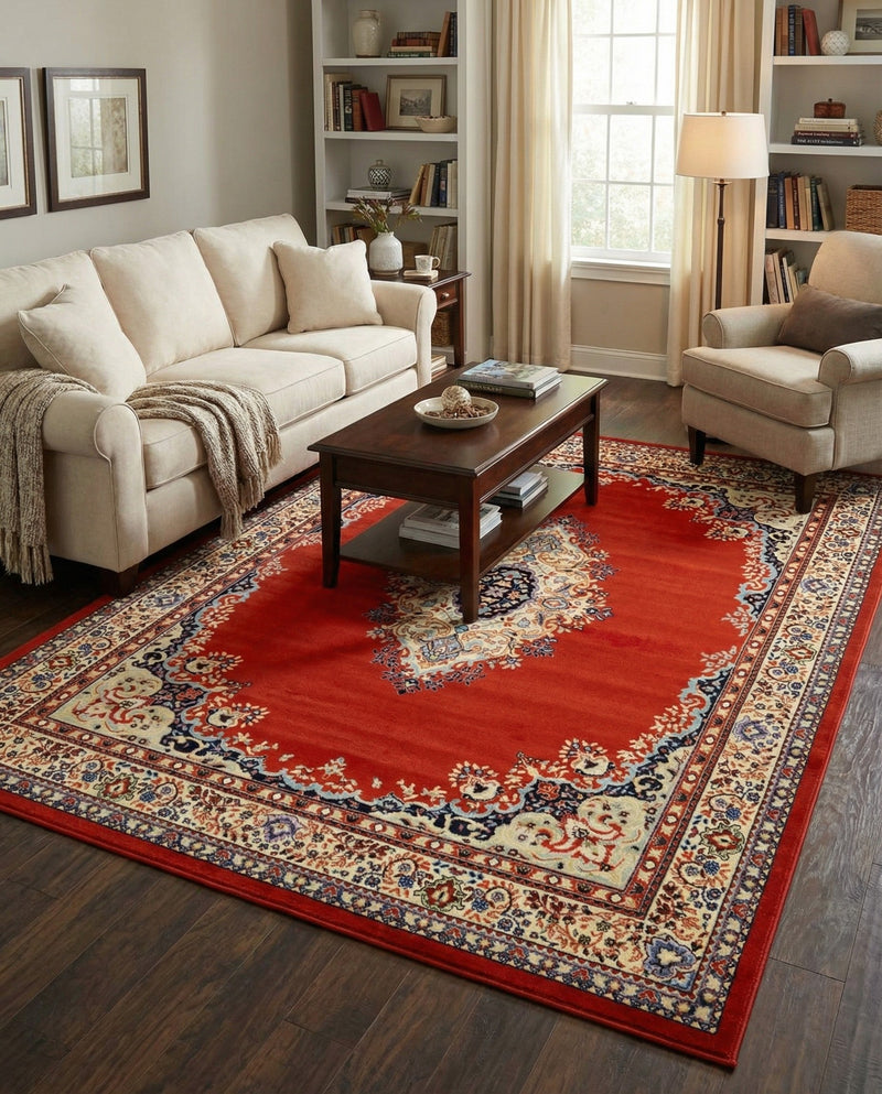 Tabriz Tapestry Collection Area Rug - Azerbaijan (Terracotta) Rectangle Terracotta  lifestyle 5