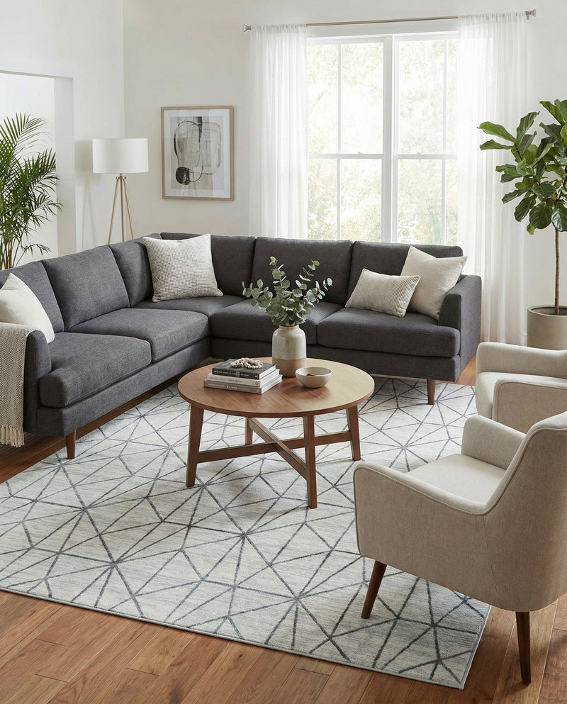 Garden Maze Retreat Collection Area Rug -  Arborlane Rectangle White  lifestyle 10