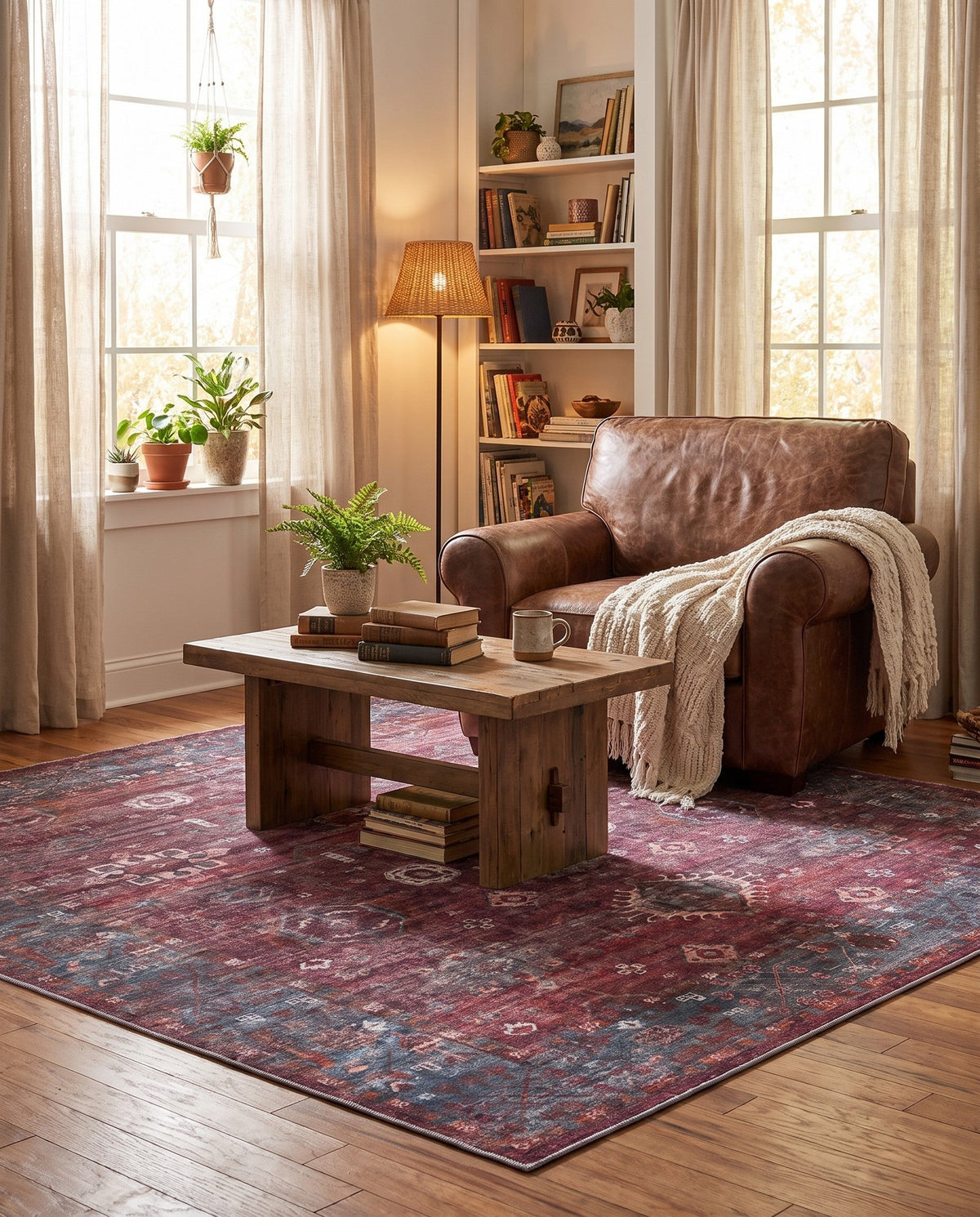Zahara Oasis Collection Area Rug -  Ouarzazate Square Antique Red  lifestyle 70