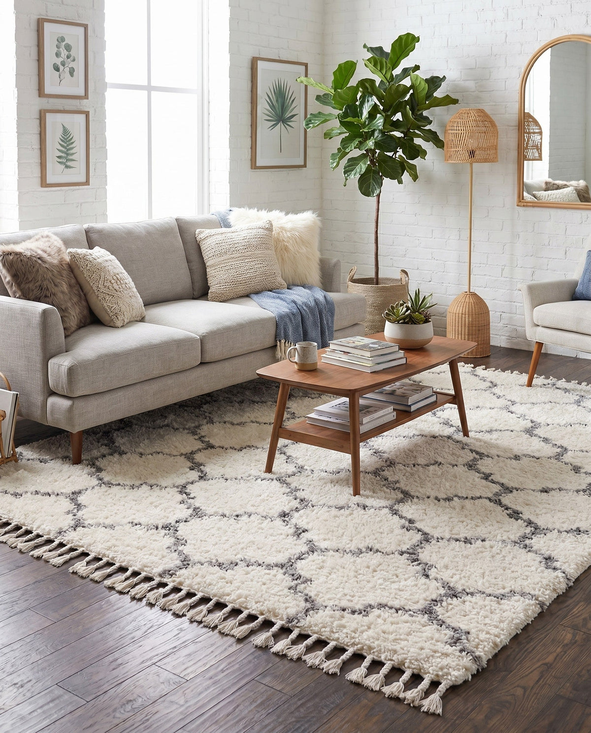 Cozy Cove Shag Collection Area Rug - Marina Square Ivory  lifestyle 188