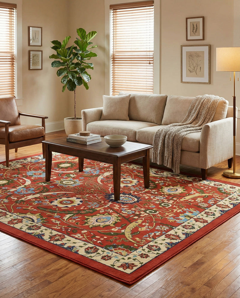 Tabriz Tapestry Collection Area Rug - Sahand (Terracotta) Rectangle Terracotta  lifestyle 7