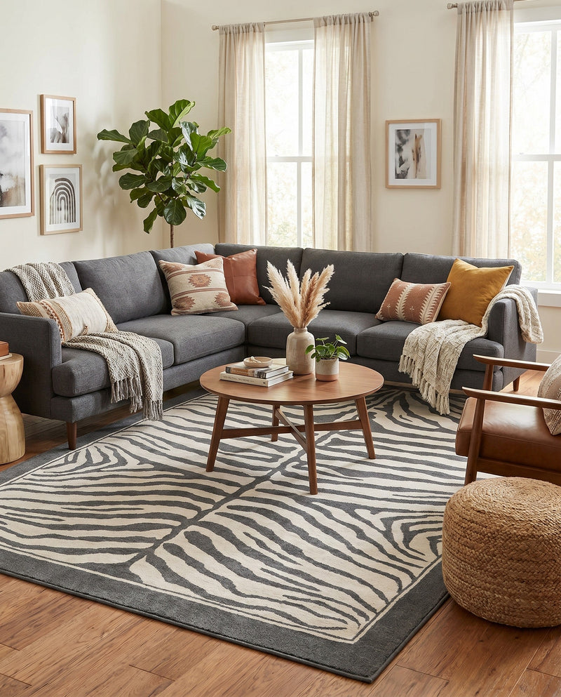 Savannah Sojourn Collection Area Rug -  Kalahari Rectangle Gray and Ivory  lifestyle 32