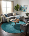 Soho Elegance Collection Area Rug - Chelsea (Turquoise) Round Turquoise  lifestyle 56