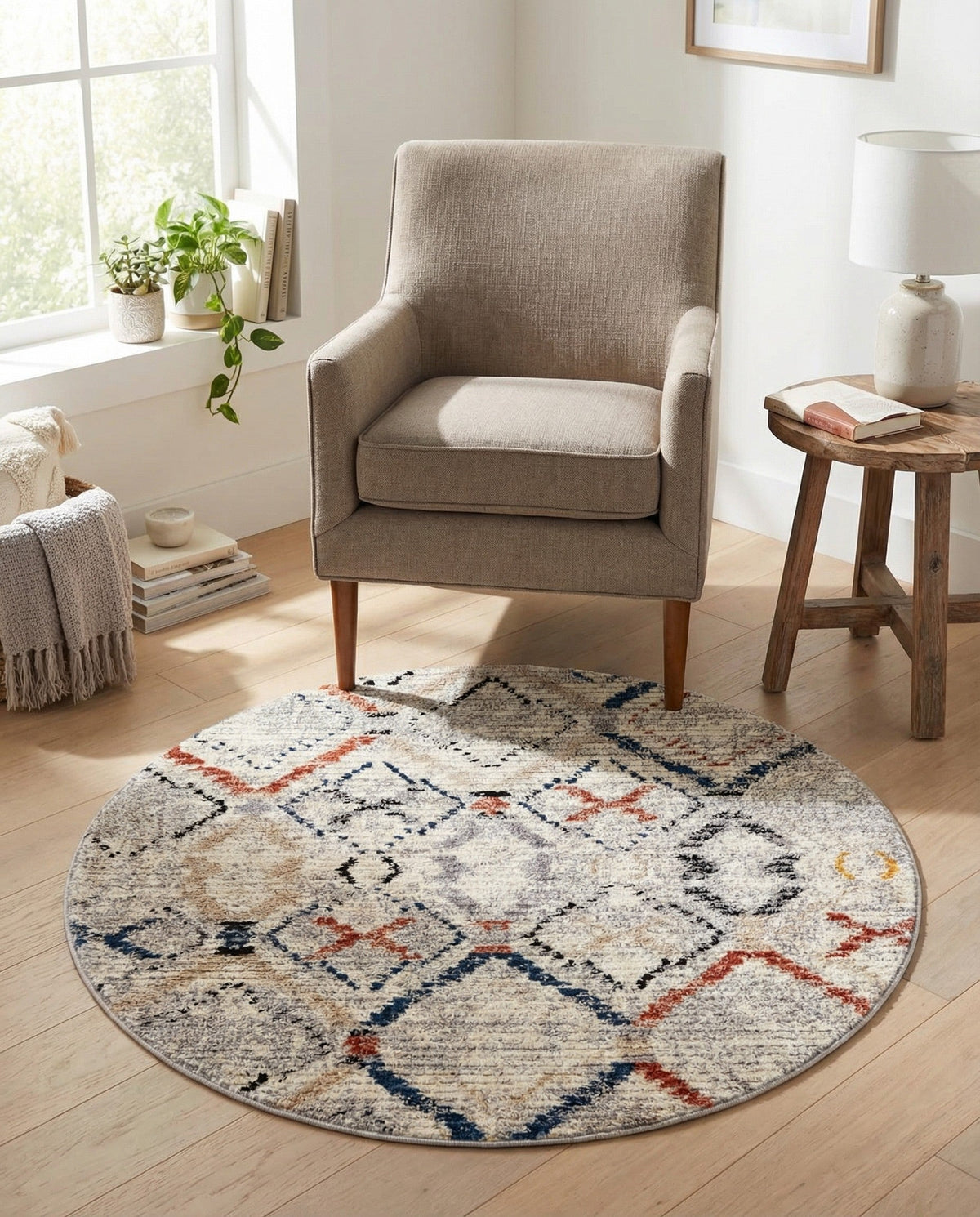 Santa Fe Trails Collection Area Rug - Canyon Round Multi  lifestyle 113