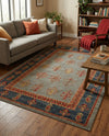 Zagros Oasis Collection Area Rug -  Dalahu Rectangle Light Blue  lifestyle 17