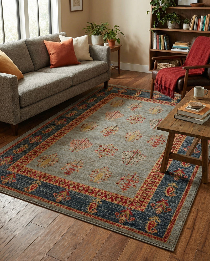 Zagros Oasis Collection Area Rug -  Dalahu Rectangle Light Blue  lifestyle 17