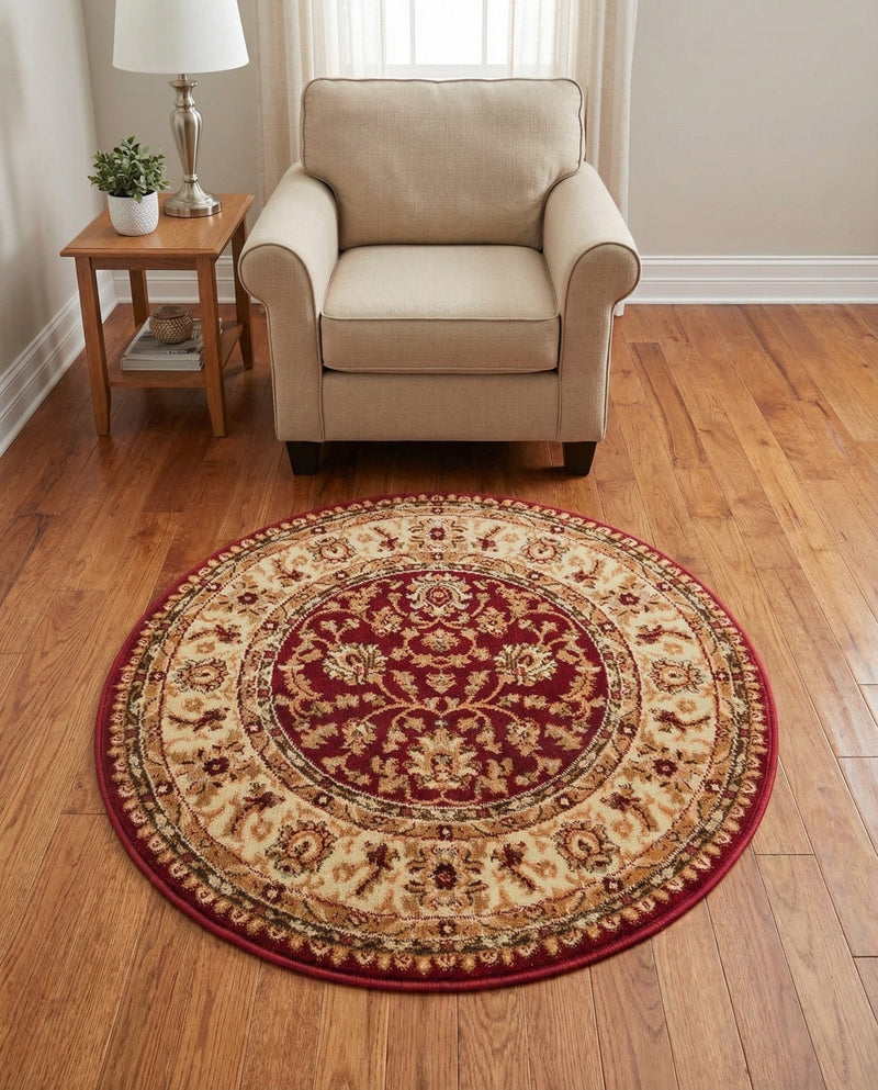 Jaipur Elegance Collection Area Rug -  Nahargarh (Red) Round Red  lifestyle 40