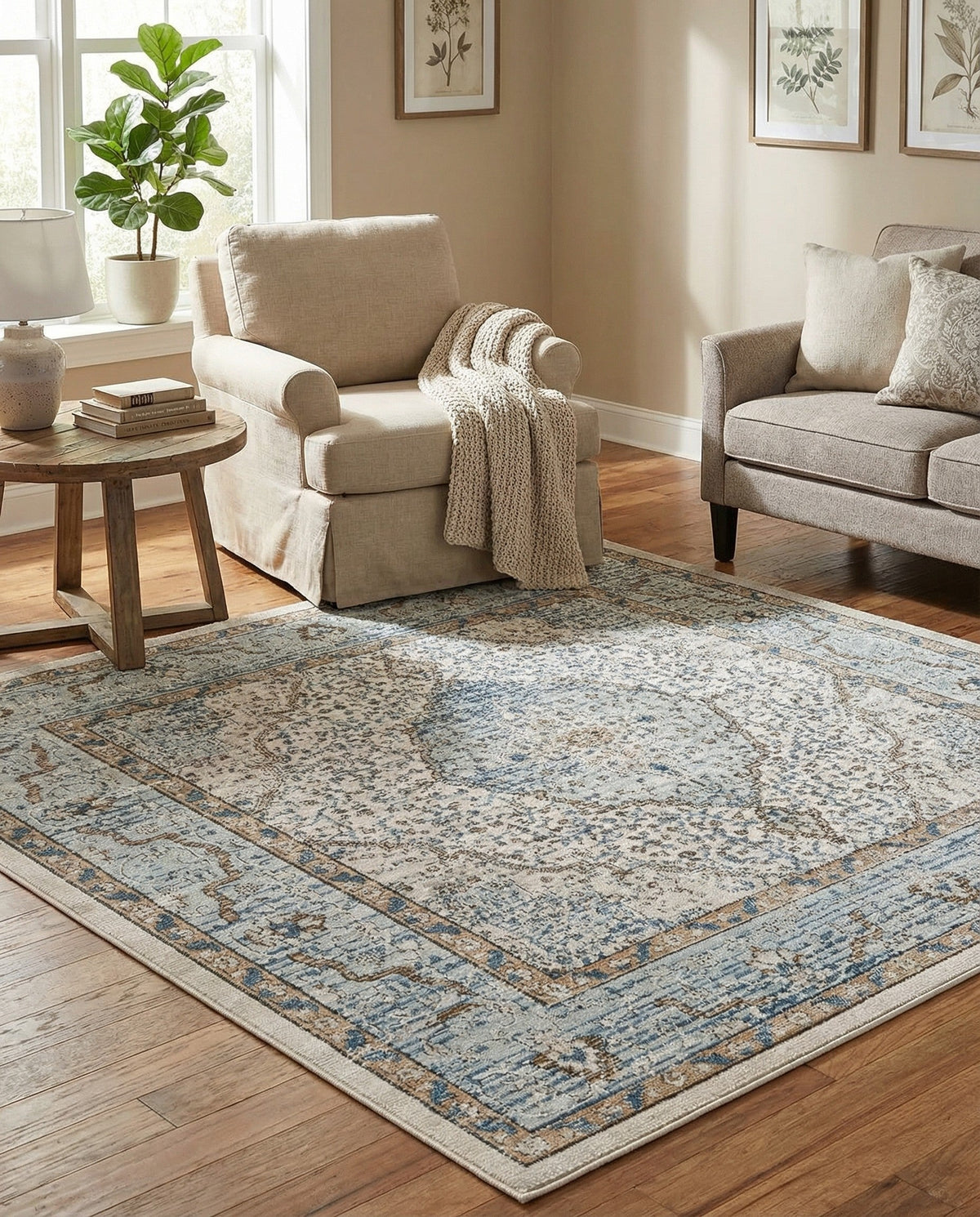 Mykonos Manor Collection Area Rug - Delos Square Blue  lifestyle 197