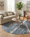 Cascade Range Collection Area Rug - Hood (Blue Gray) Round Blue Gray  lifestyle 61