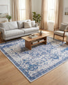 Baroque Era Collection Area Rug - Versailles (Gray Blue) Square Gray Blue  lifestyle 26
