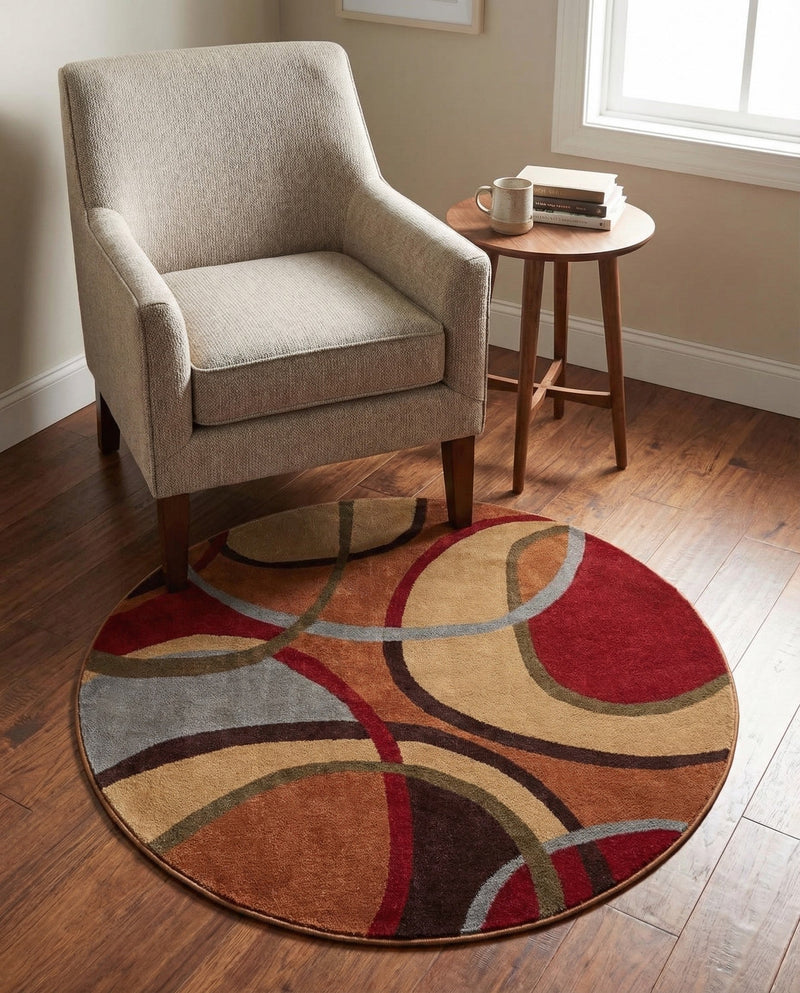 Bistro Lounge Collection Area Rug -  Macchiato Round Multi  lifestyle 67