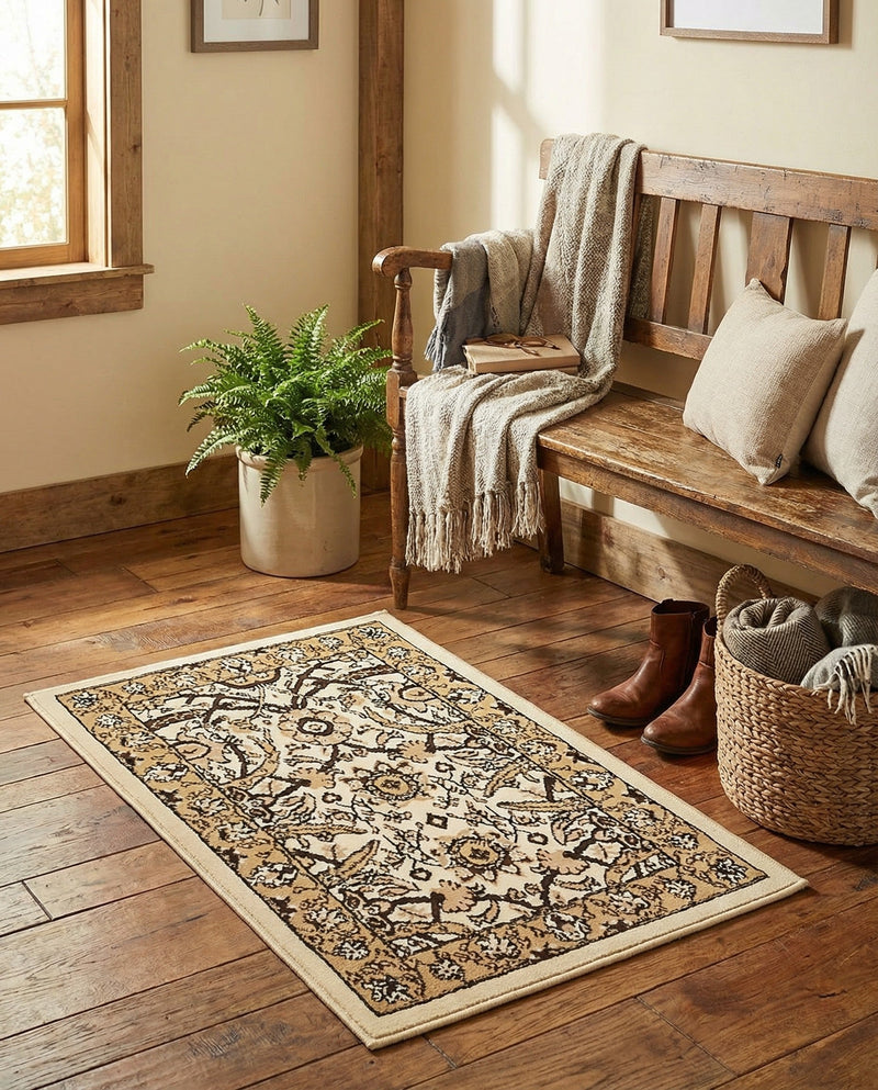 Tabriz Tapestry Collection Area Rug - Sahand (Ivory) Rectangle Ivory  lifestyle 15