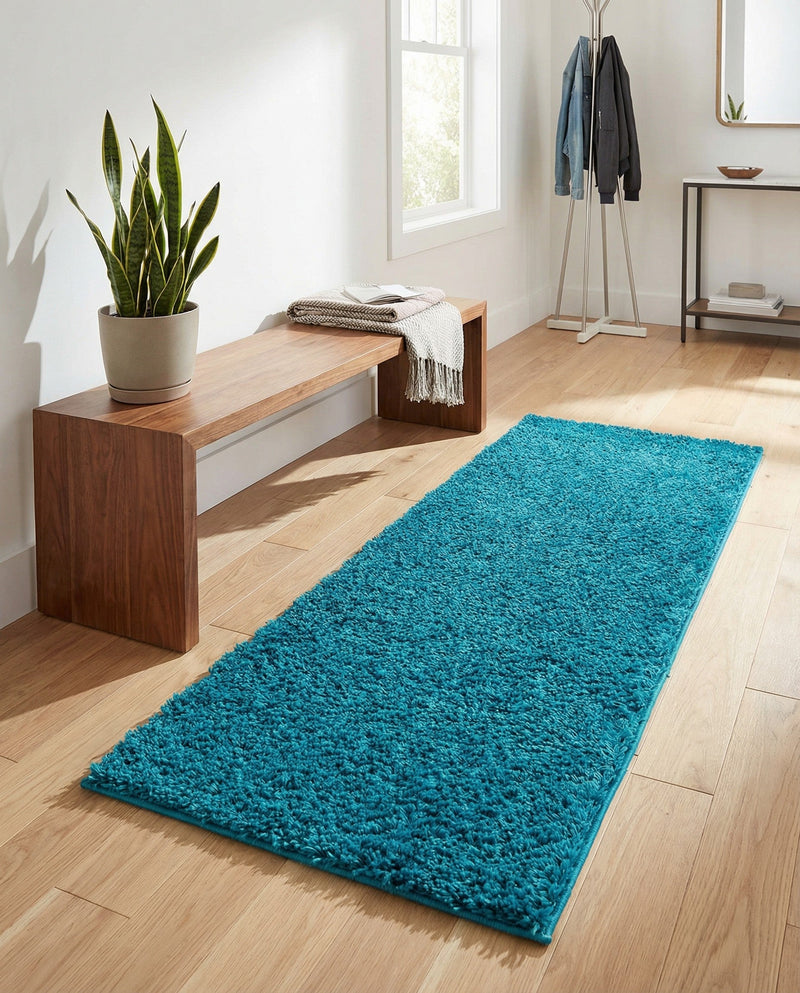 Plush Oasis Collection Area Rug - Serenity (Turquoise) Runner Turquoise  lifestyle 60