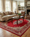 Tabriz Tapestry Collection Area Rug - Azerbaijan (Red) Rectangle Red  lifestyle 18