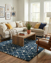 Berber Lattice Shag Collection Area Rug - Atlas (Navy Blue) Rectangle Navy Blue  lifestyle 12