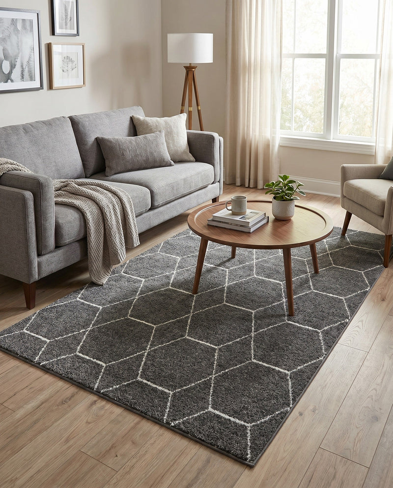 Trellis Mosaic Collection Area Rug - Arborville (Dark Gray) Rectangle Dark Gray  lifestyle 22