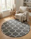 Trellis Mosaic Collection Area Rug -  Pergolatown (Dark Gray) Round Dark Gray  lifestyle 42
