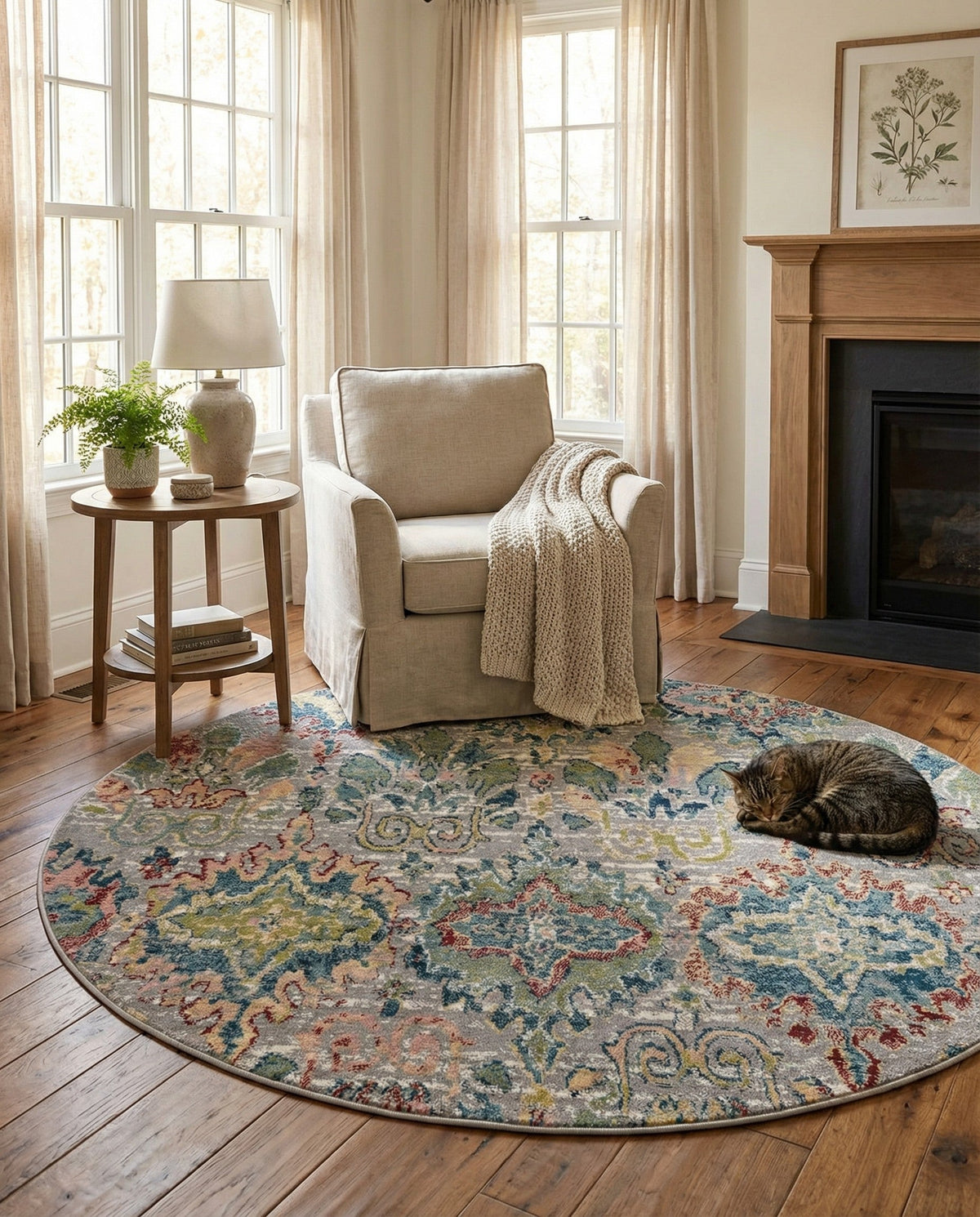 Savannah Elegance Collection Area Rug -  Forsyth Round Multi  lifestyle 128