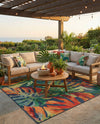 Coastal Terrace Collection Area Rug -  Pier Square Multi  lifestyle 65