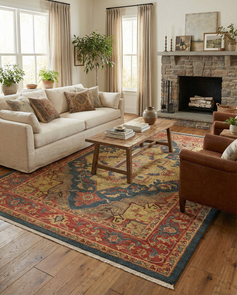 Persian Elegance Collection Area Rug -  Golestan Rectangle Navy Blue  lifestyle 13