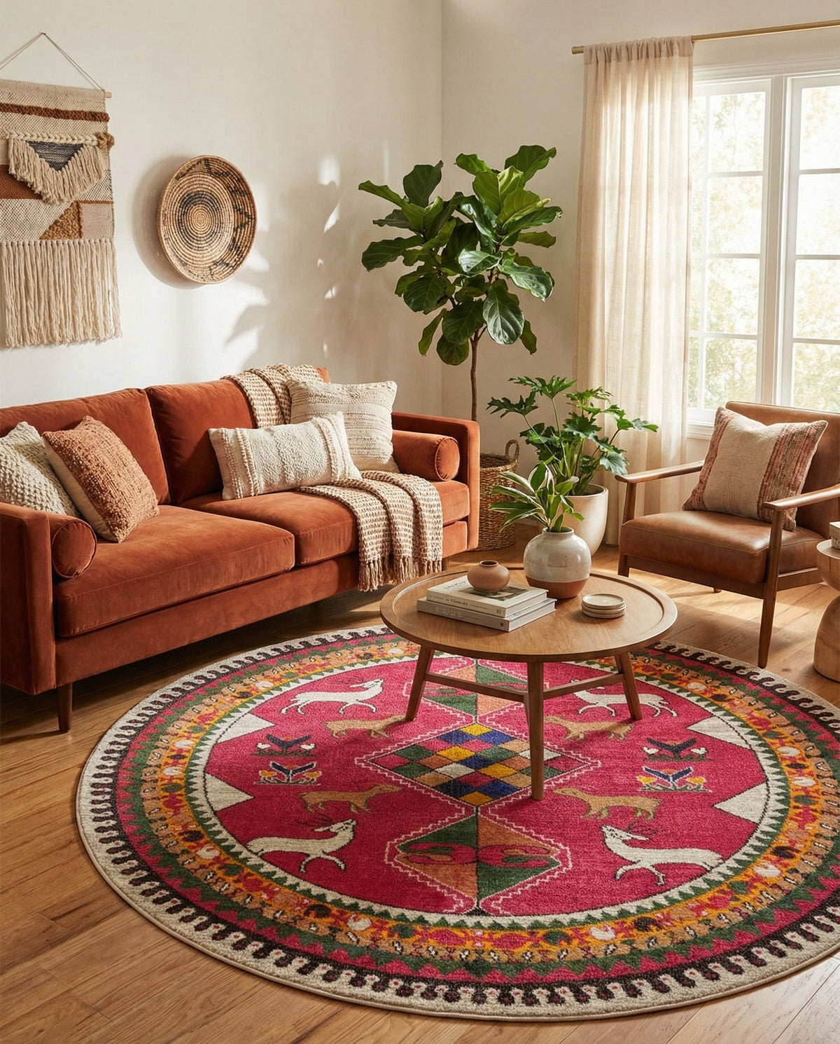 Sedona Vista Collection Area Rug -  Nolina Round Pink  lifestyle 101