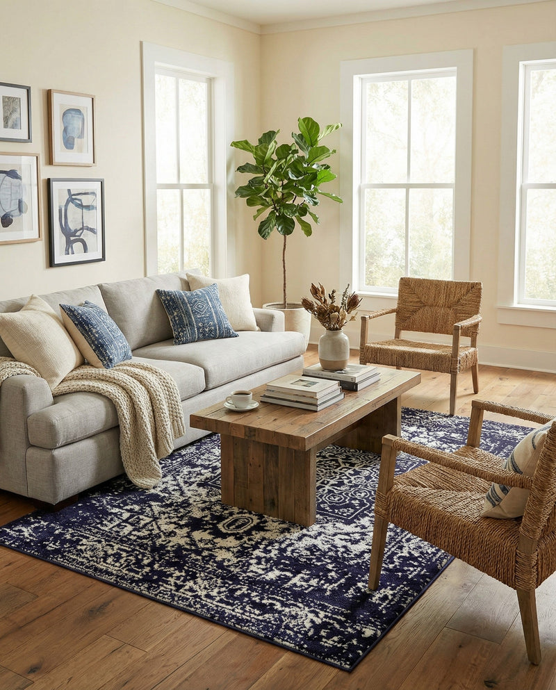 Georgetown Rugs Collection Area Rug - Dupont (Navy Blue) Rectangle Navy Blue  lifestyle 20