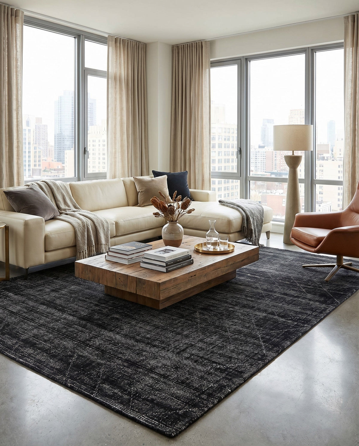 Nordic Loom Geometric Collection Area Rug - Oslo Rectangle Jet Black  lifestyle 81