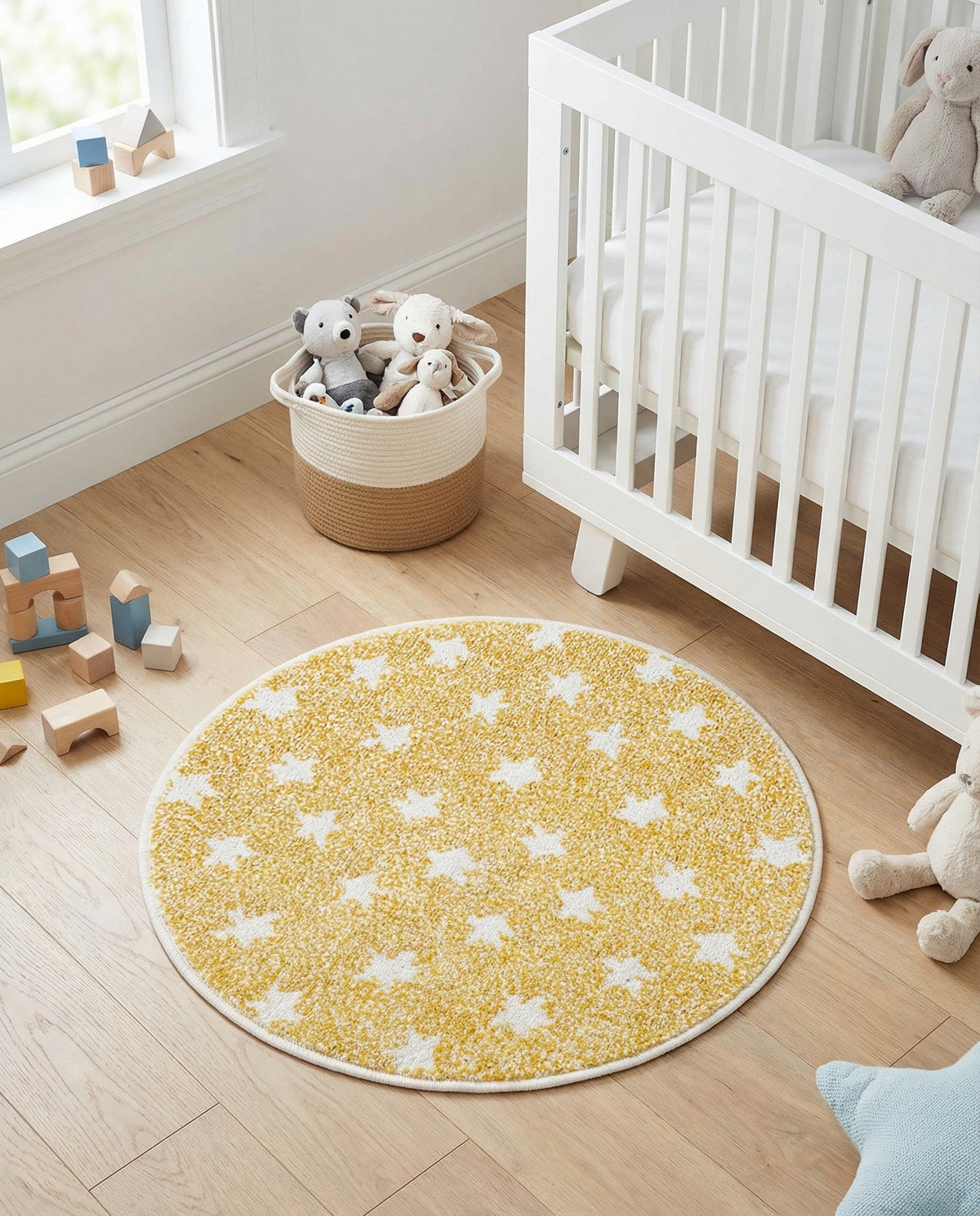 Wonder Tykes Collection Area Rug -  Mosaic Round Soft Yellow  lifestyle 136