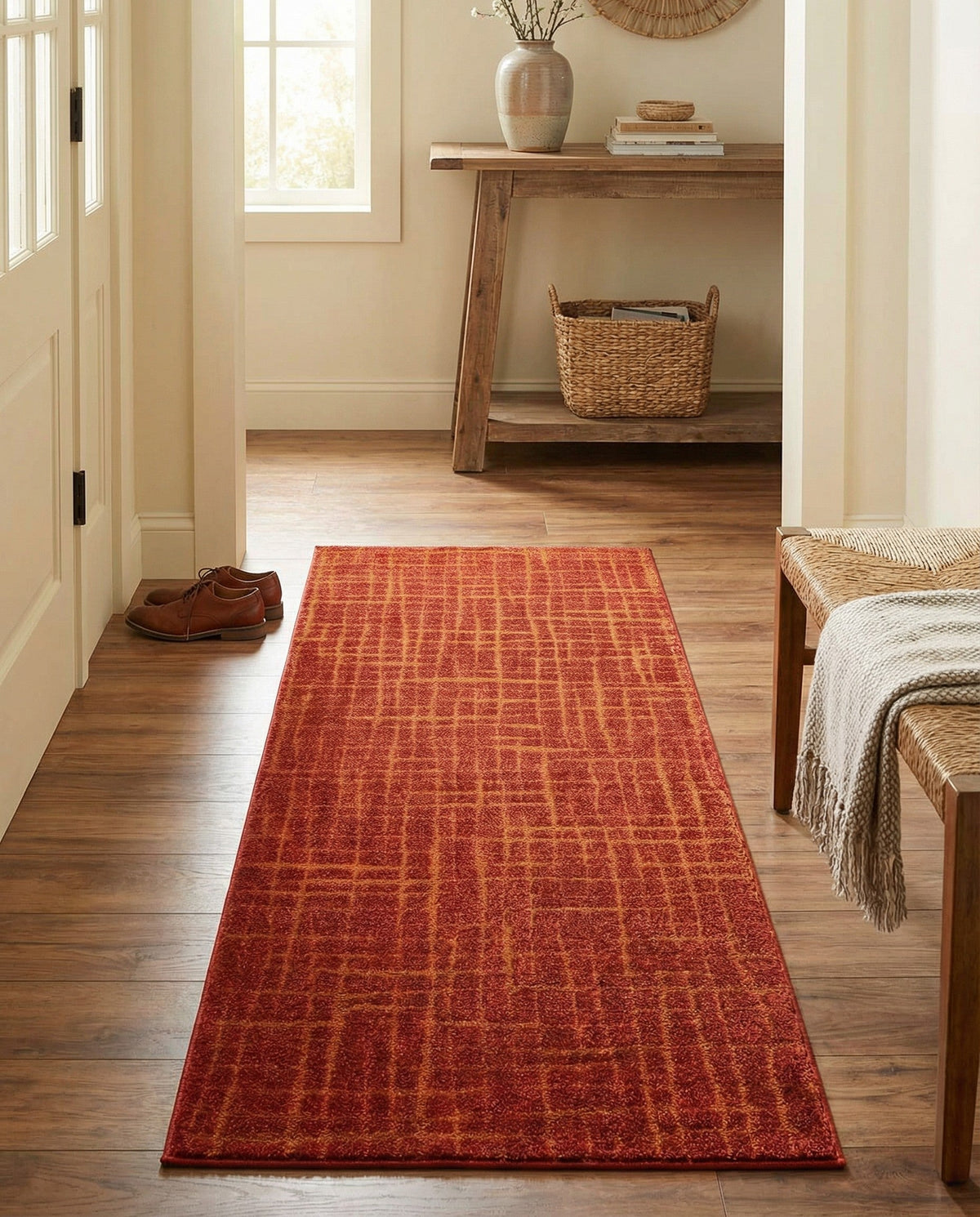 Haven Tapestry Collection Area Rug - WhisperingFalls Runner Burnt Sienna  lifestyle 126